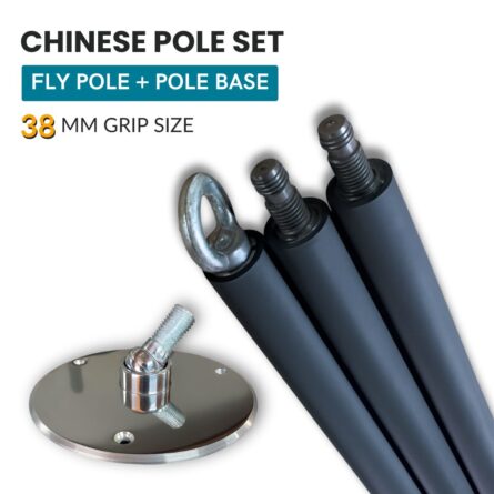 CHINESE Aerial RUBBER POLE SET – сhinese flying pole 3 m / 38 mm grip + POLE BASE