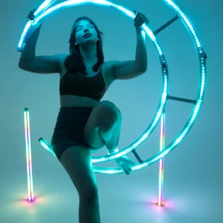 LED Moon aerial, LED Moon X-STAGE, collapsible LED Moon, LED aerial apparatus, LED stage prop X-STAGE, LED circus equipment, aerial LED prop, professional LED performance apparatus